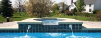 Fiberglass Pool (40' x 16') with Spillover Spa in St. Charles, IL