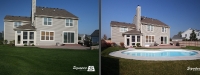 Before & After Picture of a Fiberglass Pool in Geneva, IL