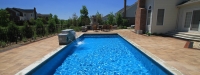 Inground Fiberglass Pool with Outdoor Fireplace in South Barrington, IL