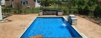 Luxury Fiberglass Pool with Brick Paver Coping and Brick Paver Patio in South Barrington, IL